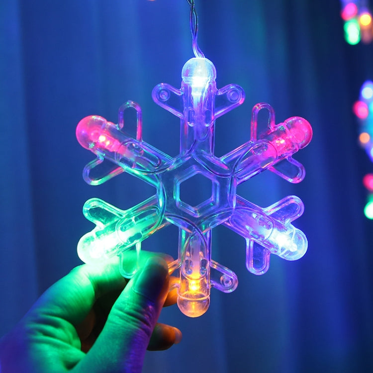LED Inverted V Snowflake Five-Star Decorative Lights Christmas Water-resistant String Lights, EU Plug(Colorful Light)