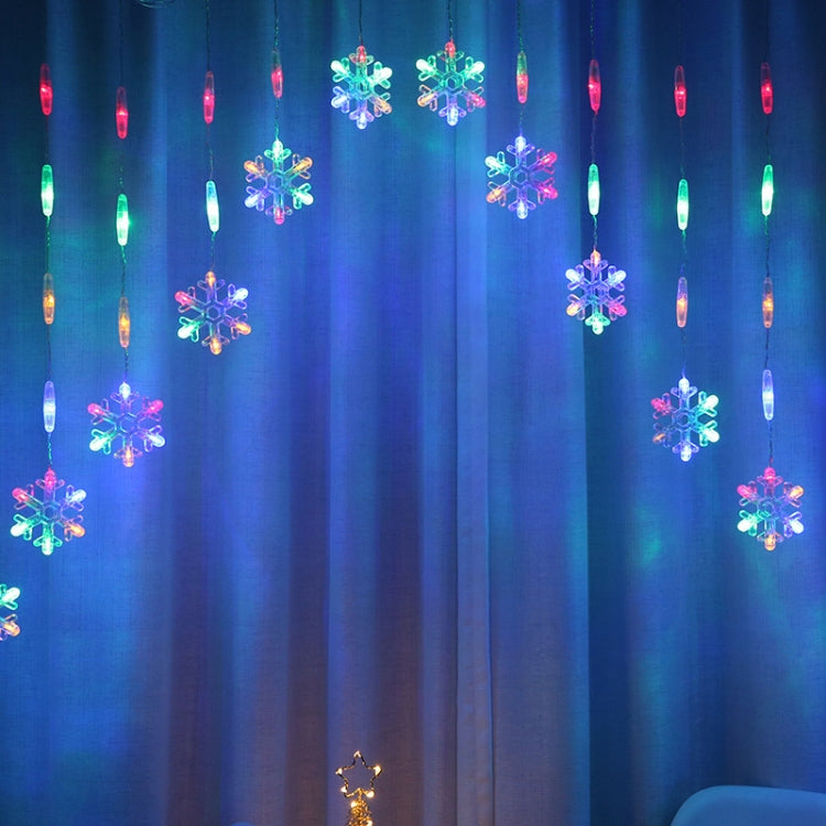 LED Inverted V Snowflake Five-Star Decorative Lights Christmas Water-resistant String Lights, EU Plug(Colorful Light)