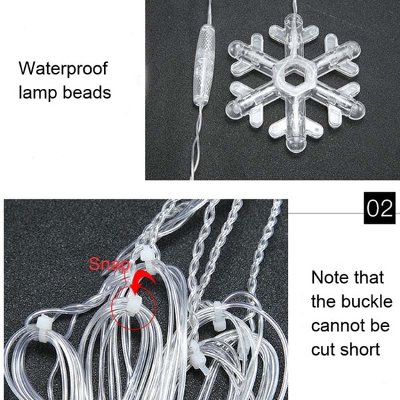 LED Inverted V Snowflake Five-Star Decorative Lights Christmas Water-resistant String Lights, EU Plug(Colorful Light)