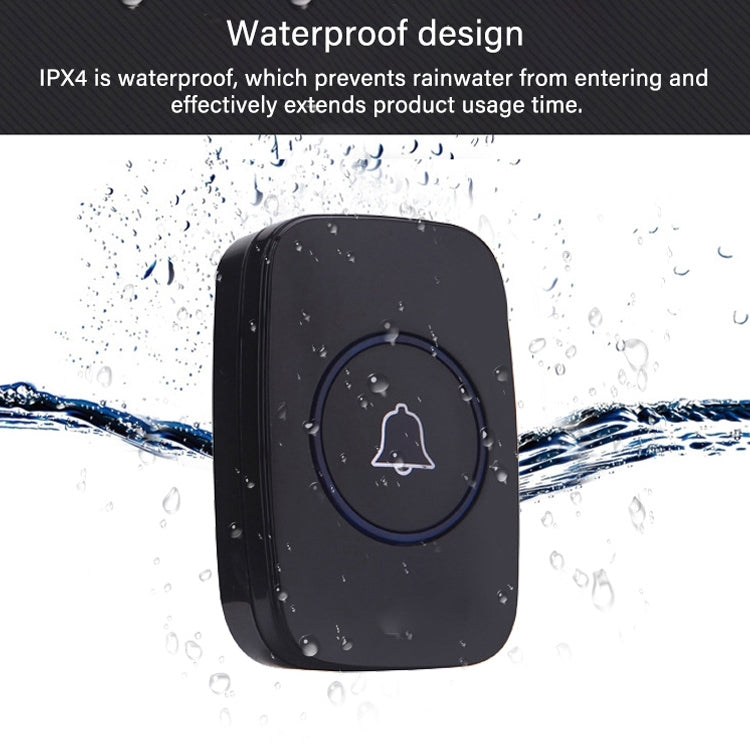 CACAZI A10 300m Long Range No Battery Water-resistant LED Light Smart Wireless Doorbell, EU Plug
