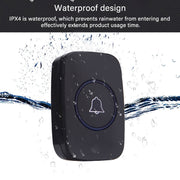 CACAZI A10 300m Long Range No Battery Water-resistant LED Light Smart Wireless Doorbell, EU Plug