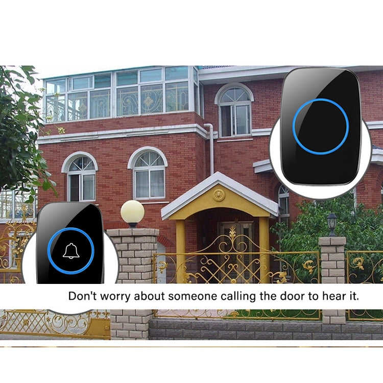 CACAZI A10 300m Long Range No Battery Water-resistant LED Light Smart Wireless Doorbell, EU Plug