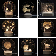 3D Atmosphere Decorative Light Acrylic Inner Carved LED Night Light Creative Girl Table Lamp(Deer)