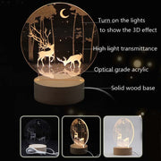 3D Atmosphere Decorative Light Acrylic Inner Carved LED Night Light Creative Girl Table Lamp(Flamingo)