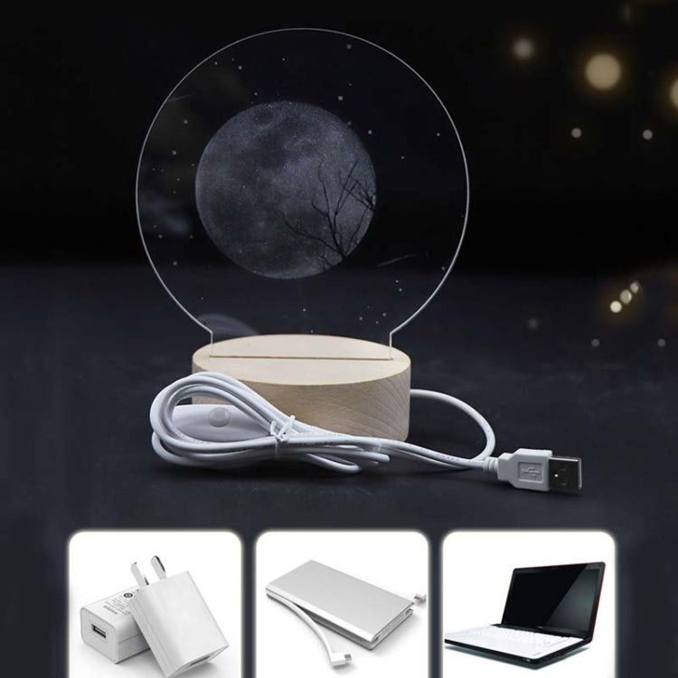 3D Atmosphere Decorative Light Acrylic Inner Carved LED Night Light Creative Girl Table Lamp(Moon Girl)