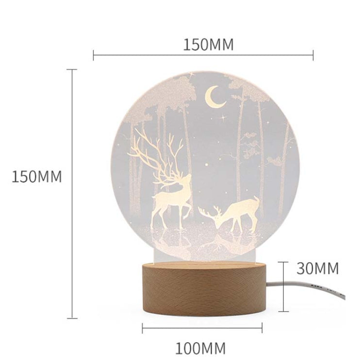 3D Atmosphere Decorative Light Acrylic Inner Carved LED Night Light Creative Girl Table Lamp(Double Deer)