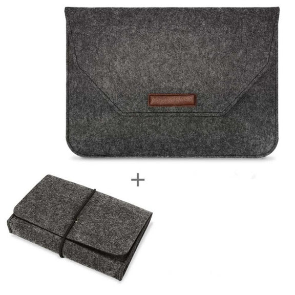 Portable Air Permeable Felt Sleeve Bag for MacBook Laptop, with Power Storage Bag, Size:13 inch(Black)