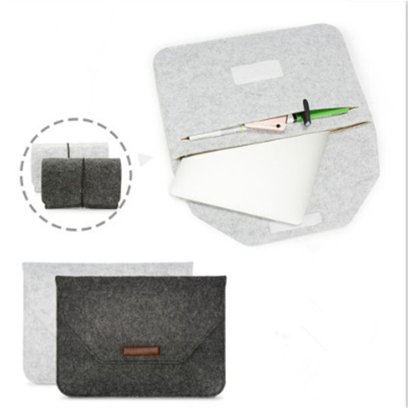 Portable Air Permeable Felt Sleeve Bag for MacBook Laptop, with Power Storage Bag, Size:13 inch(Black)