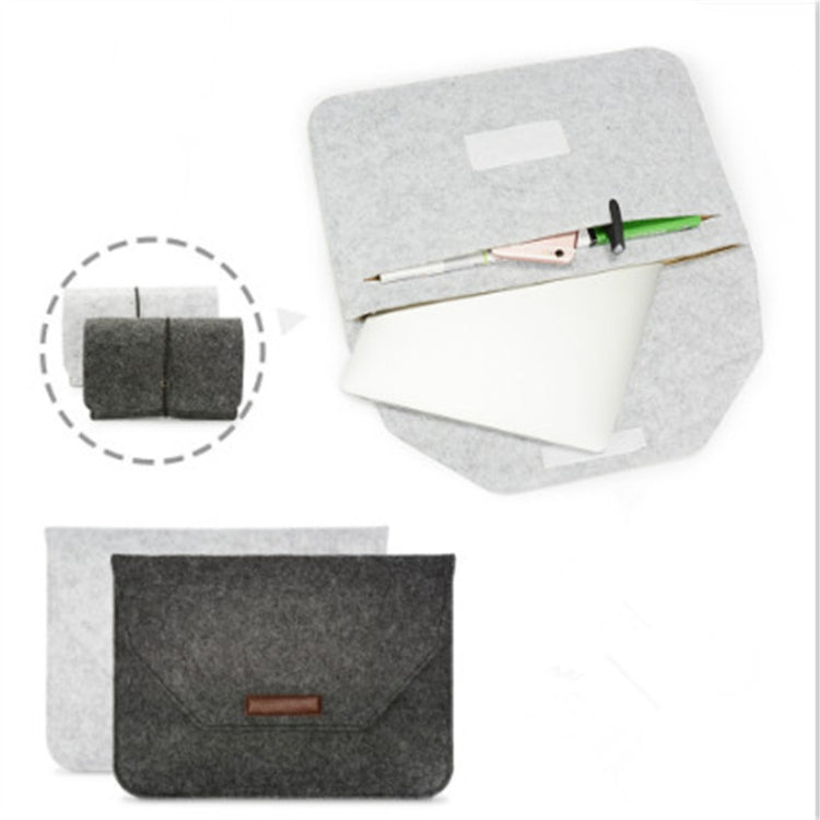 Portable Air Permeable Felt Sleeve Bag for MacBook Laptop, with Power Storage Bag, Size:13 inch(Black)
