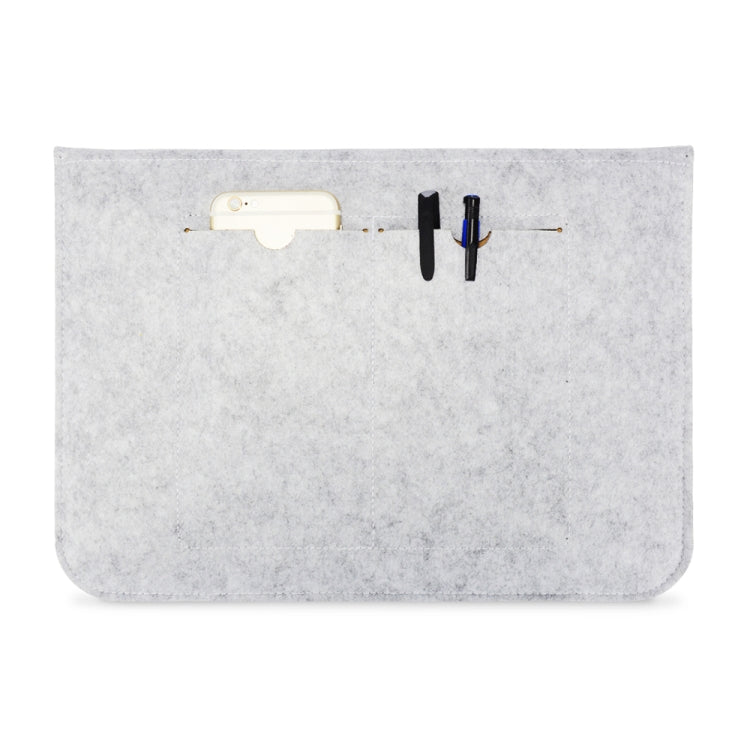Portable Air Permeable Felt Sleeve Bag for MacBook Laptop, with Power Storage Bag, Size:15 inch(Grey)