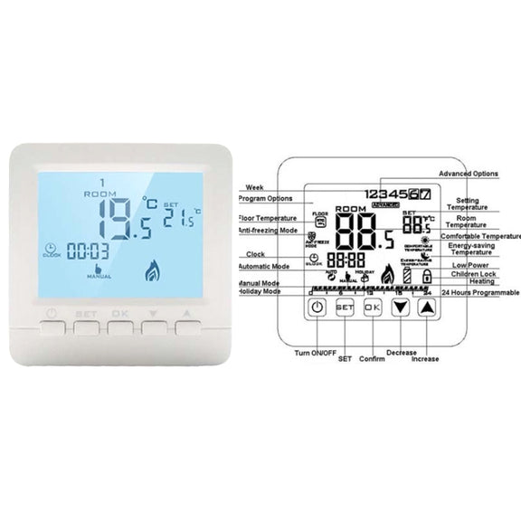 HY02B05-2BW  Programmable Wall-Hung Boiler Thermostat Temperature Controller