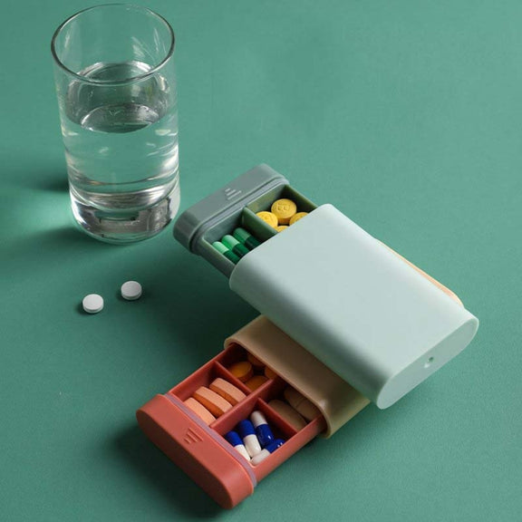 3 PCS Portable Sealed Pill Storage Box Divided Into Compartments Portable Mini Pill Box(Pink)