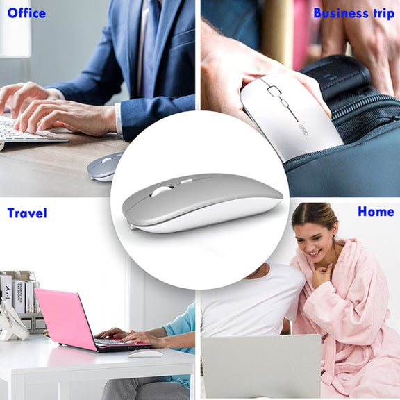 Inphic PM1 Office Mute Wireless Laptop Mouse, Style:Battery Display(Metallic Gray)