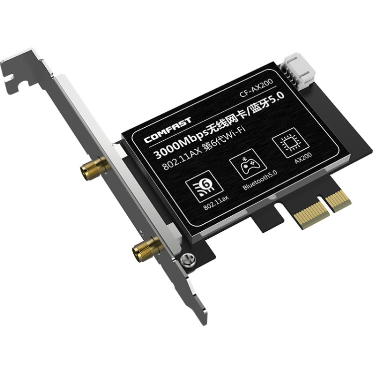 COMFAST Gaming Game 3000Mbps Gigabit Dual-Frequency Wireless Desktop Computer PCIE Wireless Network Card, Coverage: AX200