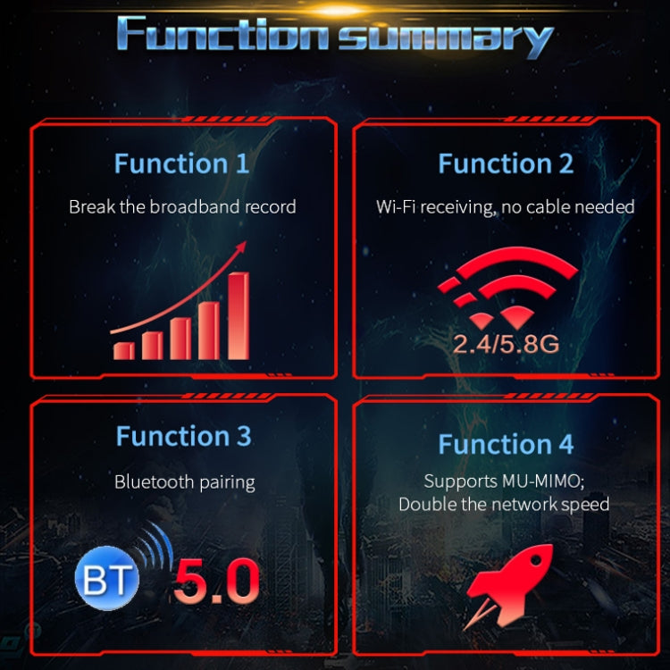 COMFAST Gaming Game 3000Mbps Gigabit Dual-Frequency Wireless Desktop Computer PCIE Wireless Network Card, Coverage: AX200
