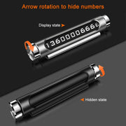 Magnetic Adsorption Design Car Shape Rotatable Luminous Car Temporary Parking Card with Phone Number(Black)