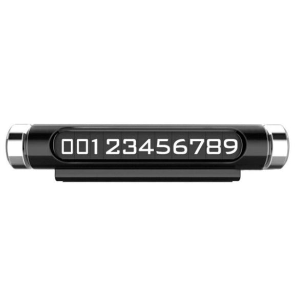Magnetic Adsorption Design Car Shape Rotatable Luminous Car Temporary Parking Card with Phone Number(Black)
