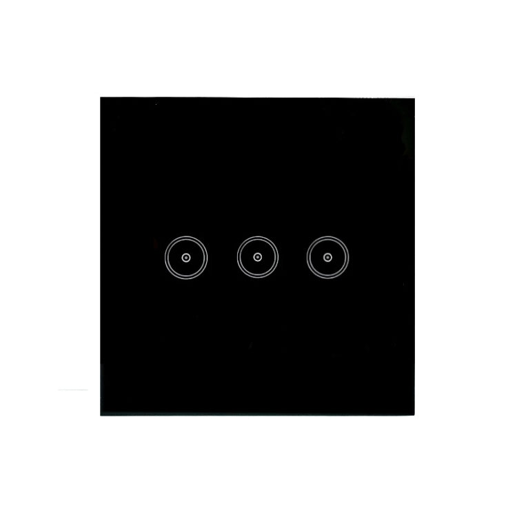 Wifi Wall Touch Panel Switch Voice Control Mobile Phone Remote Control, Model: Black 3 Gang (Zero Firewire Wifi )