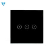 Wifi Wall Touch Panel Switch Voice Control Mobile Phone Remote Control, Model: Black 3 Gang (Zero Firewire Wifi )
