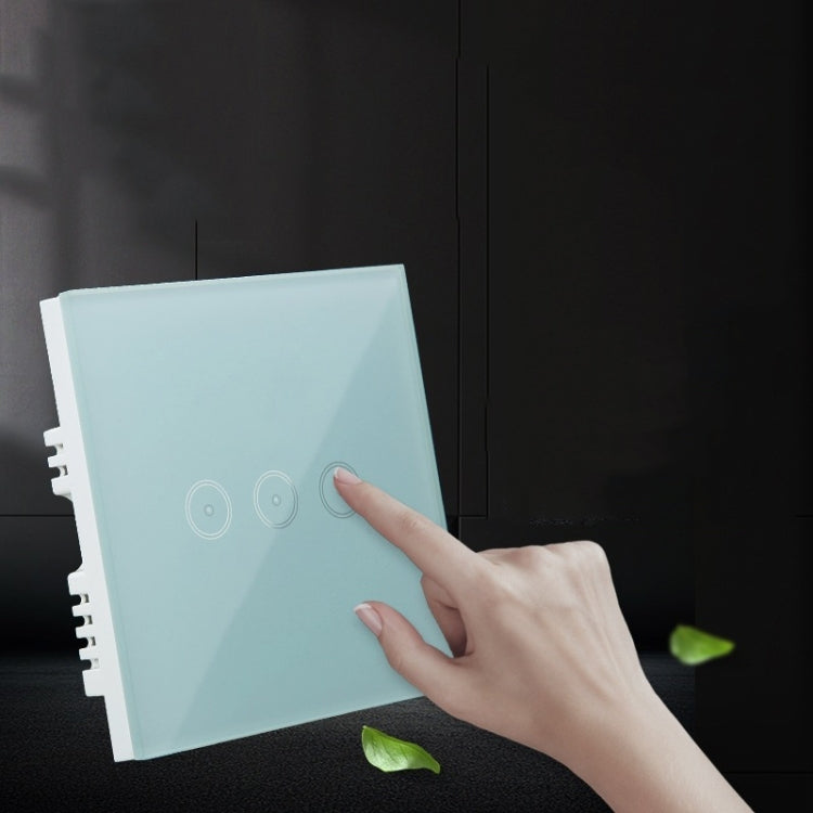 Wifi Wall Touch Panel Switch Voice Control Mobile Phone Remote Control, Model: Black 3 Gang (Zero Firewire Wifi )