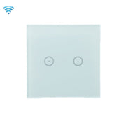 Wifi Wall Touch Panel Switch Voice Control Mobile Phone Remote Control, Model: White 2 Gang (Zero Firewire Zigbee)