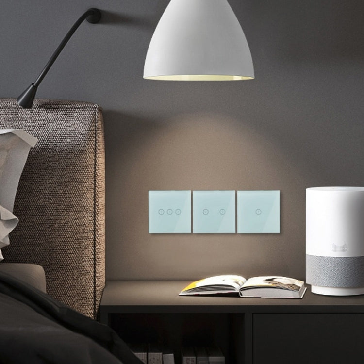 Wifi Wall Touch Panel Switch Voice Control Mobile Phone Remote Control, Model: White 2 Gang (Zero Firewire Zigbee)