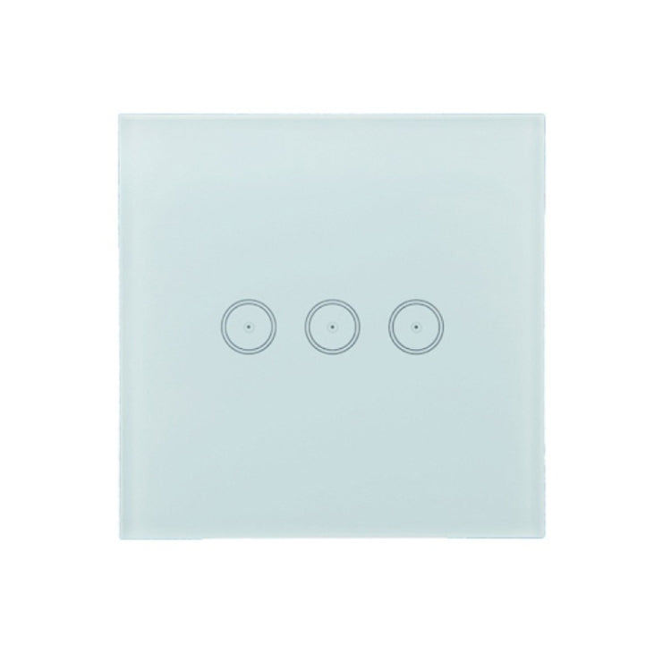 Wifi Wall Touch Panel Switch Voice Control Mobile Phone Remote Control, Model: White 3 Gang (Zero Firewire Zigbee)