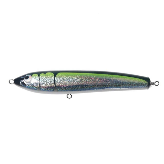 120g 22cm Floating Water Wooden Handmade Big Pencil  Deep Sea Boat Fishing Wave Lying Tuna Bait(Yellow-green Laser)