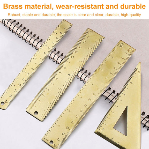 Brass Retro Drawing Ruler Measuring Tools, Model: 0-10cm Right Angle Triangle Ruler