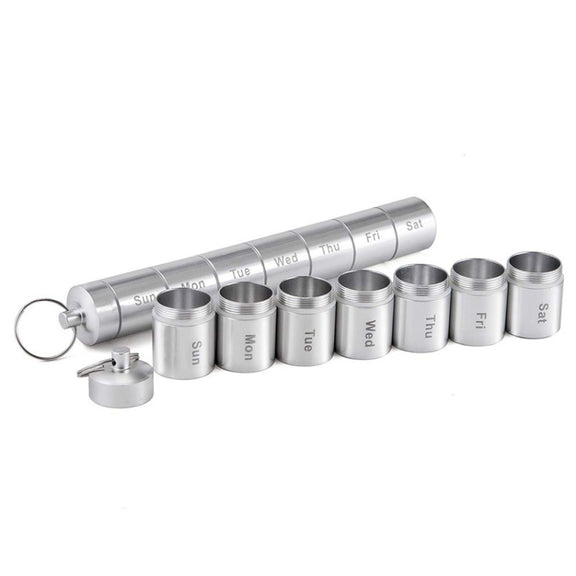 Sealed Water-resistant 7 Days Split Aluminum Alloy Metal Pill Box