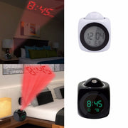 Multi-function LED Projection Alarm Clock Voice Talking Clock, Specification:Black + USB cable