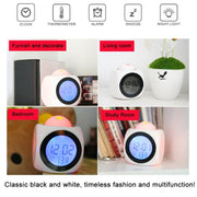Multi-function LED Projection Alarm Clock Voice Talking Clock, Specification:Black + USB cable