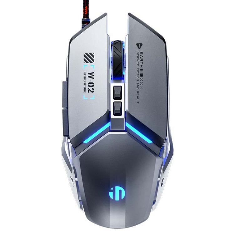 Inphic W-02 6 Keys Home Office Luminous Macro Programming USB Computer Mechanical Game Wired Mouse(Metallic Gray)