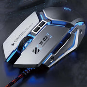 Inphic W-02 6 Keys Home Office Luminous Macro Programming USB Computer Mechanical Game Wired Mouse(Metallic Gray)