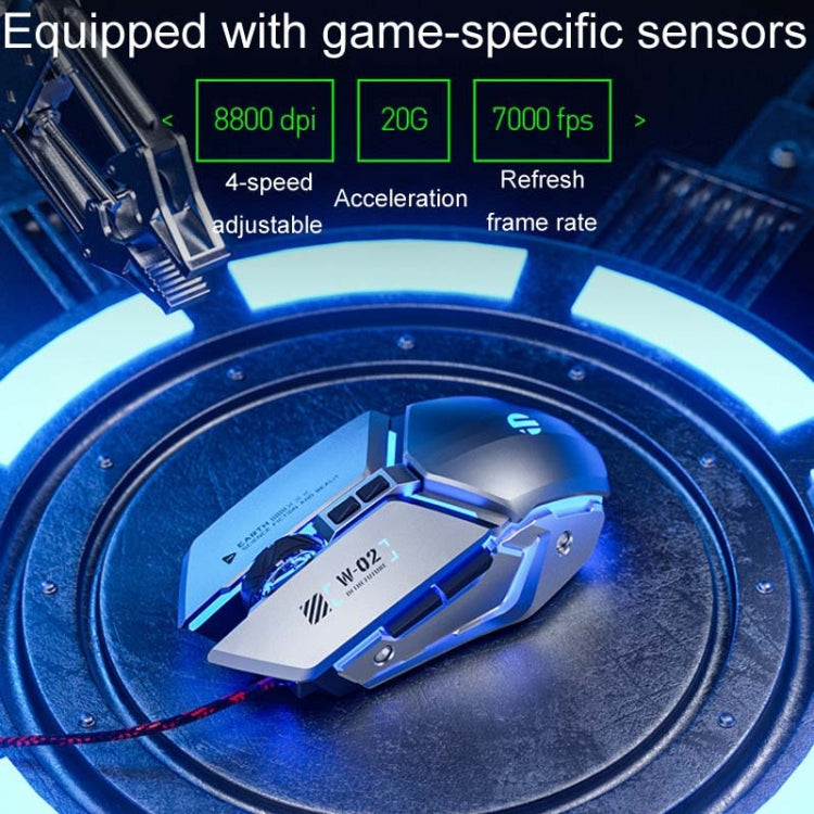 Inphic W-02 6 Keys Home Office Luminous Macro Programming USB Computer Mechanical Game Wired Mouse(Metallic Gray)