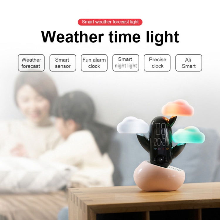 Cloud Weather Time Light Multifunctional Smart Induction Child Wake Up Alarm Clock(White)