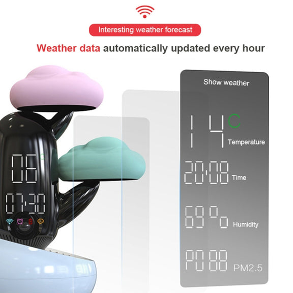 Cloud Weather Time Light Multifunctional Smart Induction Child Wake Up Alarm Clock(White)