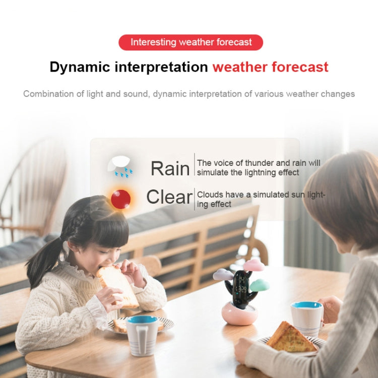 Cloud Weather Time Light Multifunctional Smart Induction Child Wake Up Alarm Clock(White)