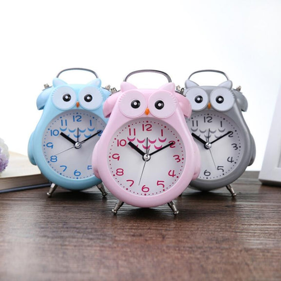 2 PCS Children Creative Cartoon Owl Super Ring Metal Bell Student Alarm Clock(Gray)