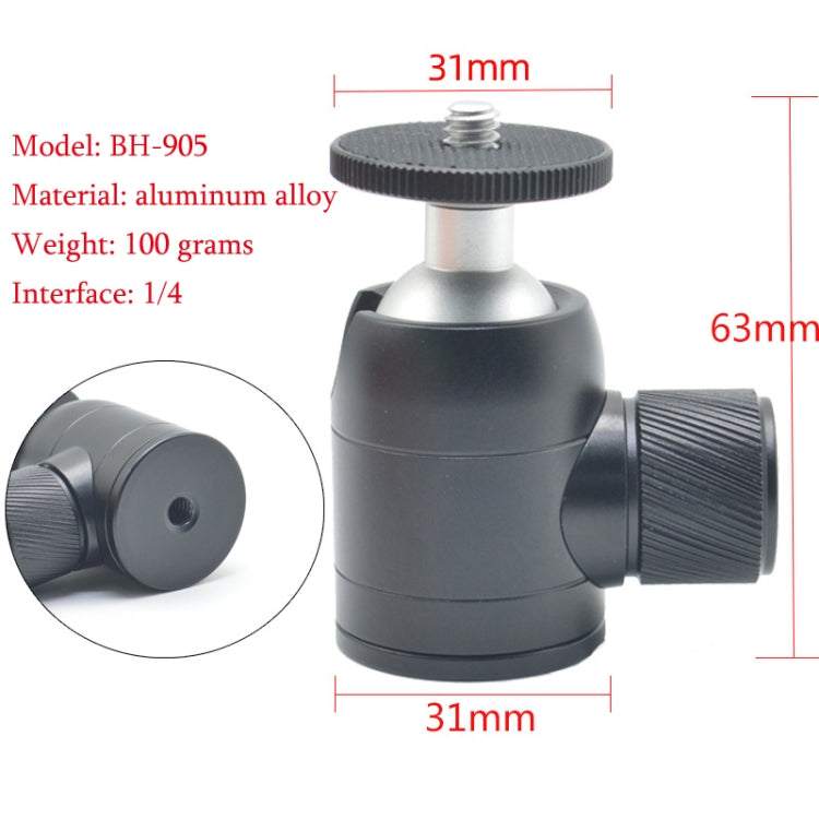 BH-905 Mini Desktop Aluminum Alloy Tripod Mini Ball Head 360 Degree Pan 90 Degree Tilt Tripod