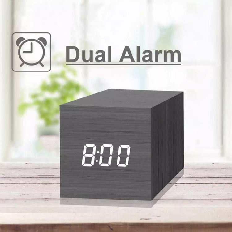 Multicolor Sounds Control Wooden Clock Modern Digital LED Desk Alarm Clock Thermometer Timer Black Red