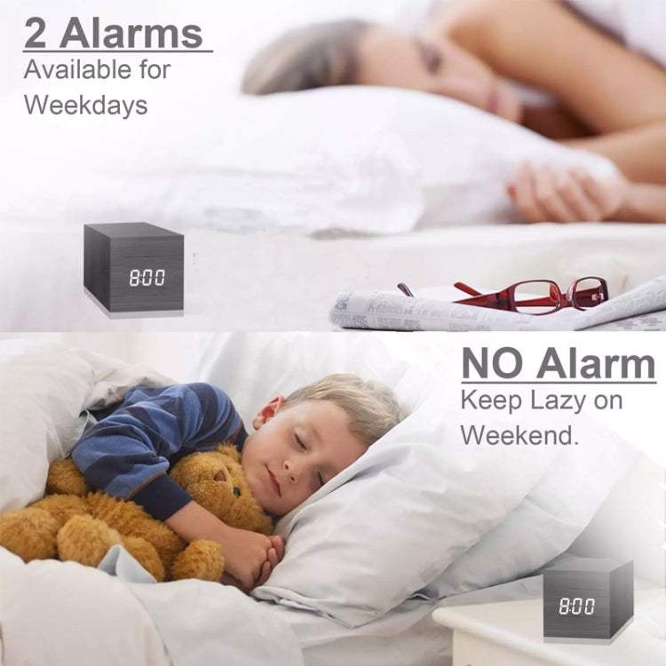 Multicolor Sounds Control Wooden Clock Modern Digital LED Desk Alarm Clock Thermometer Timer White Red