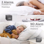 Multicolor Sounds Control Wooden Clock Modern Digital LED Desk Alarm Clock Thermometer Timer White Red