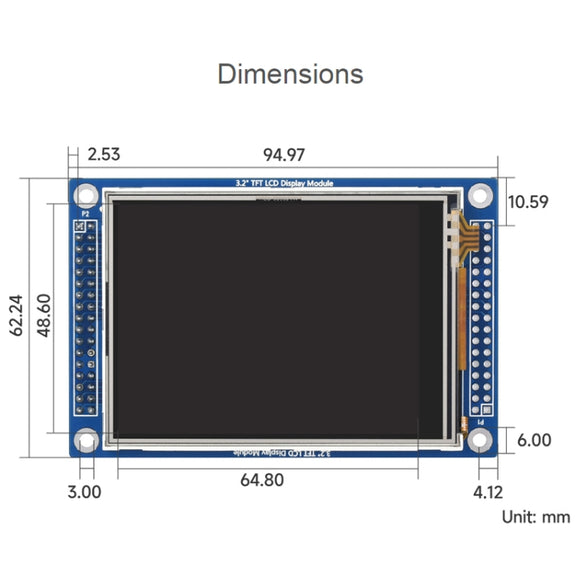 Waveshare 16498 3.2inch 320x240 Pixels Touch LCD (D), With Touch Panel And Stand-Alone Controllers