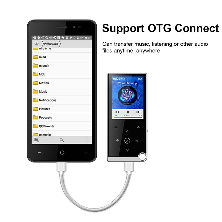 E05 2.4 inch Touch-Button MP4 / MP3 Lossless Music Player, Support E-Book / Alarm Clock / Timer Shutdown, Memory Capacity: 4GB without Bluetooth(Silver Grey)