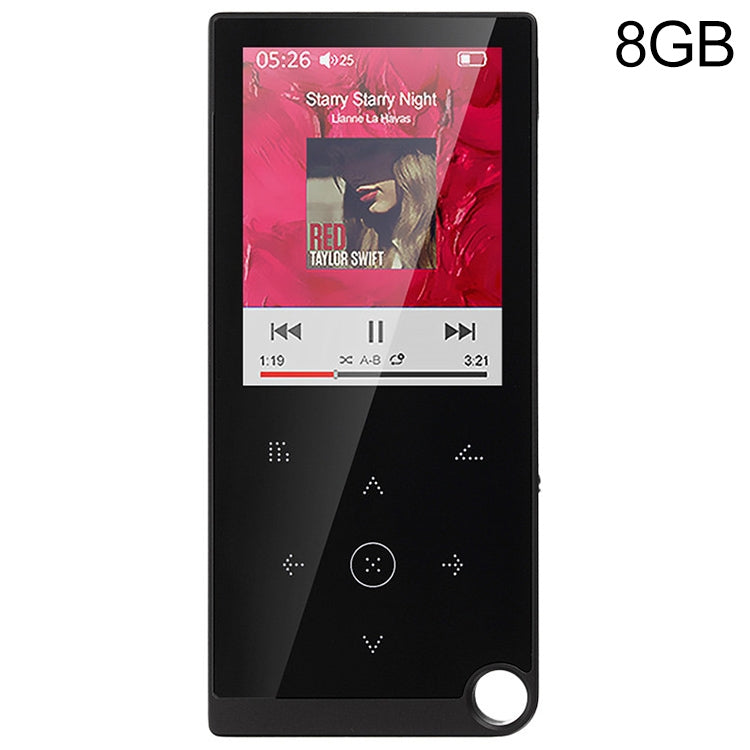 E05 2.4 inch Touch-Button MP4 / MP3 Lossless Music Player, Support E-Book / Alarm Clock / Timer Shutdown, Memory Capacity: 8GB without Bluetooth(Black)