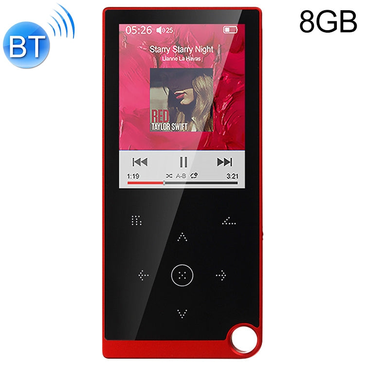 E05 2.4 inch Touch-Button MP4 / MP3 Lossless Music Player, Support E-Book / Alarm Clock / Timer Shutdown, Memory Capacity: 8GB Bluetooth Version(Red)