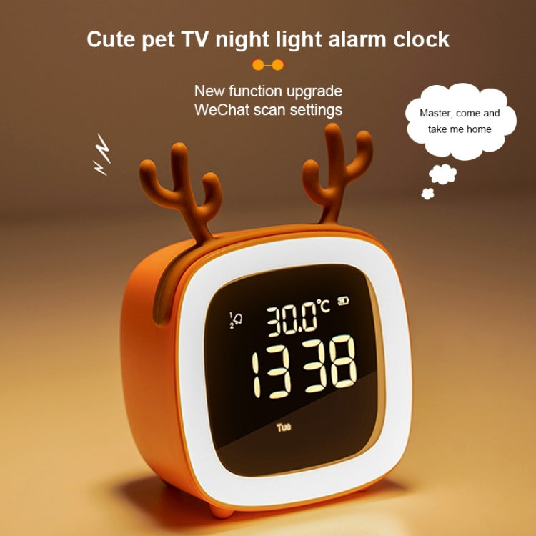 Cartoon Deer Shape Children Snooze Multifunctional USB Rechargeable Student LED Alarm Clock(Gray)