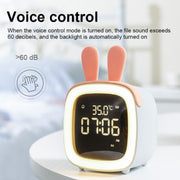 Cartoon Deer Shape Children Snooze Multifunctional USB Rechargeable Student LED Alarm Clock(Gray)
