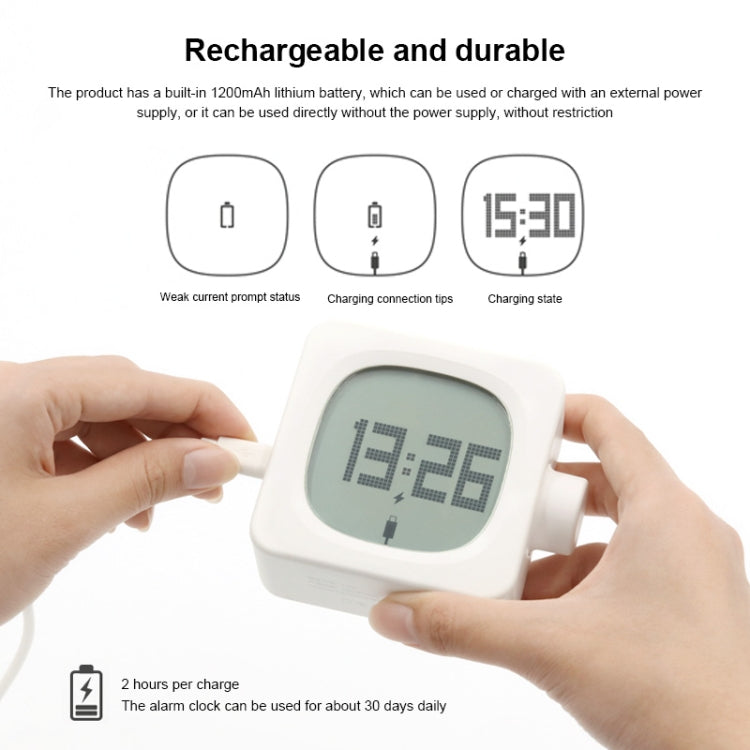 Student Creative Multifunctional Mute Bedside Bedroom Square Alarm Clock(Milky)